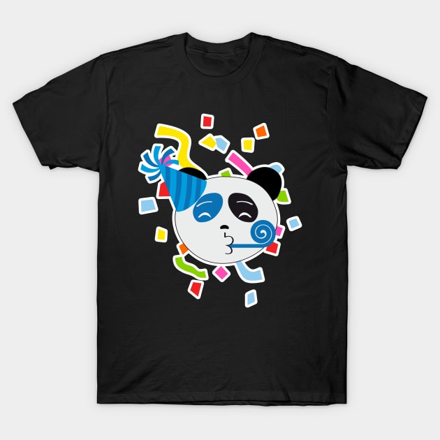 Panda Bear Partying Face T-Shirt by HappyGiftArt